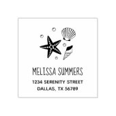Nautical Seashell Starfish Perlen Adresse Gummistempel (Prägung)