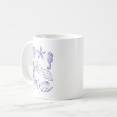 Nautical Seashell Tasse - Blue Line Art Cup (Vorderseite Links)