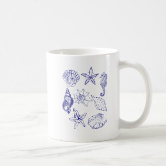 Nautical Seashell Tasse - Blue Line Art Cup
