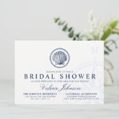 Nautical Seashell Themed Brautparty Einladung (Stehend Vorderseite)