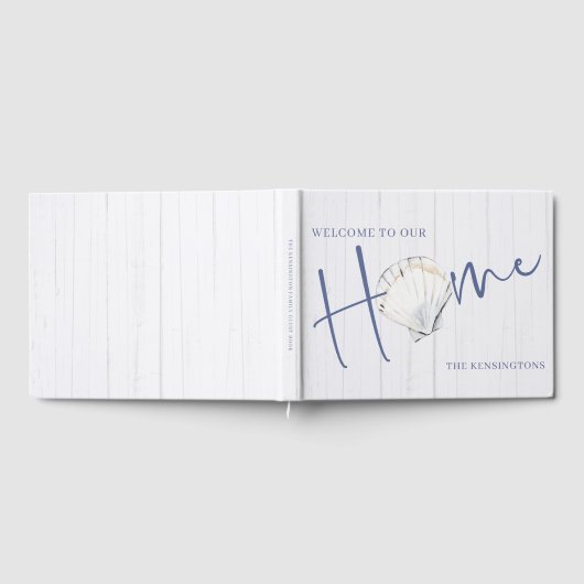 Nautical Seashell Zuhause | Küstenwald Gästebuch (Voll)