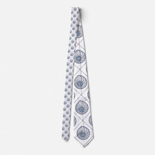 Nautical Seashells Custom Necktie Krawatte (Rückseite)