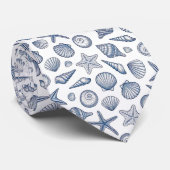 Nautical Seashells Custom Necktie Krawatte (Gerollt)