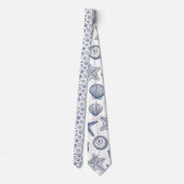 Nautical Seashells Custom Necktie Krawatte (Rückseite)