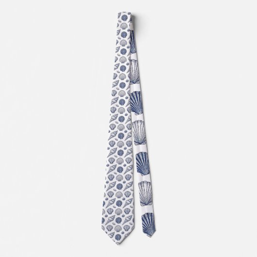 Nautical Seashells Custom Necktie Krawatte (Vorderseite)