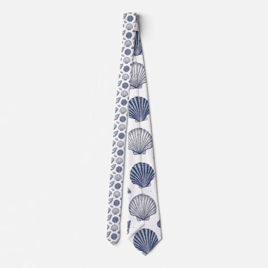Nautical Seashells Custom Necktie Krawatte (Rückseite)