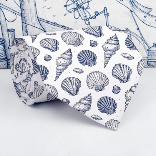 Nautical Seashells Custom Necktie Krawatte