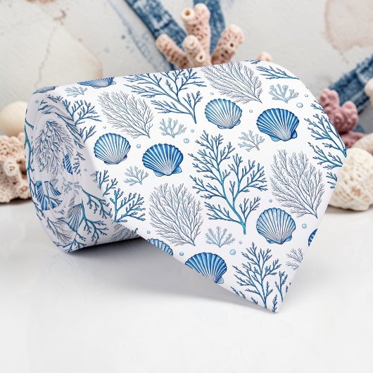 Nautical Seashells Custom Necktie Krawatte