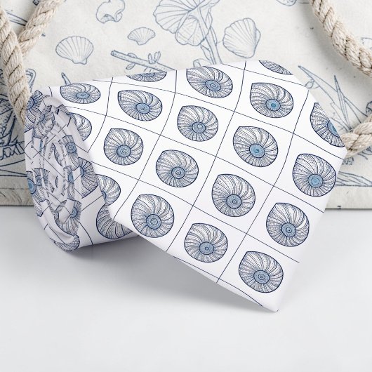 Nautical Seashells Custom Necktie Krawatte