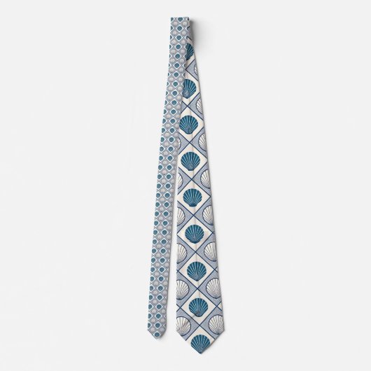 Nautical Seashells Custom Necktie Krawatte (Rückseite)