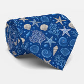 Nautical Seashells Custom Necktie Krawatte (Gerollt)