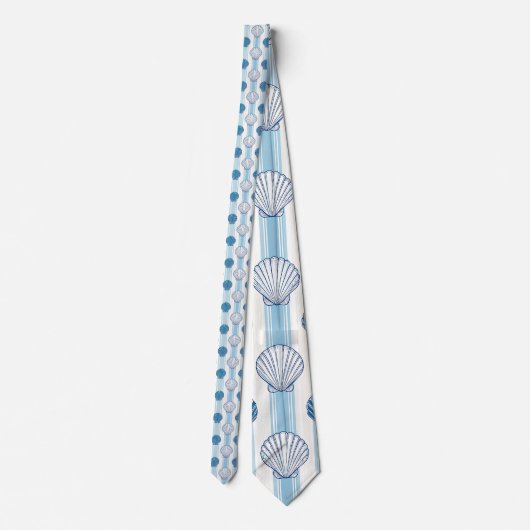 Nautical Seashells Custom Necktie Krawatte (Rückseite)