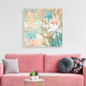 Nautical Seepferd Beach - Coral Leinwanddruck (Insitu (Wohnzimmer))