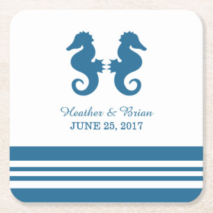 Nautical Seepferd Wedding Paper Untersetzer