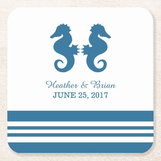Nautical Seepferd Wedding Paper Untersetzer (Vorderseite)