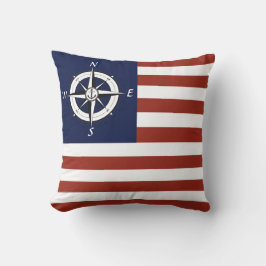 Nautical Segelboot Compass/American Flag Strip Kissen