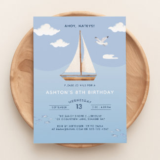 Nautical Segelboot Kindergeburtstag Einladung