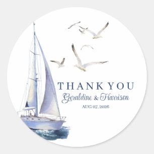 Nautical Segelyacht Wedding Vielen Dank Sticker