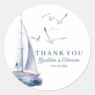 Nautical Segelyacht Wedding Vielen Dank Sticker