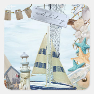 Nautical Series Design 4  Quadratischer Aufkleber