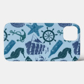 Nautical Shades Of Blue Pattern Case-Mate iPhone Hülle (Rückseite (Horizontal))