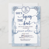 Nautical She zähmt das Brautparty des Knotens Einladung (Vorderseite)