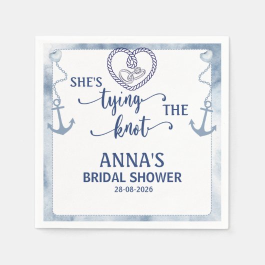 Nautical Shes Tying the Knot Bridal Elegant Anchor Serviette (Vorderseite)