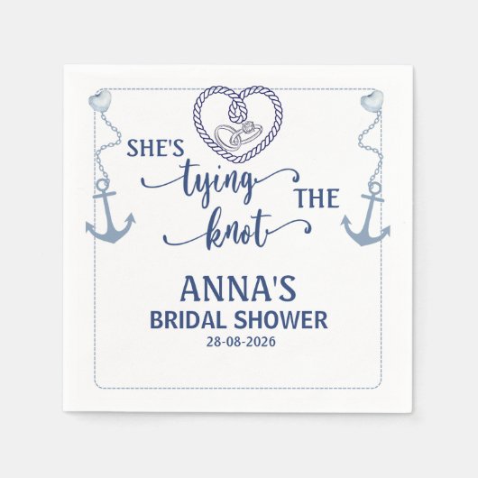 Nautical Shes Tying the Knot Bridal Elegant Anchor Serviette (Vorderseite)