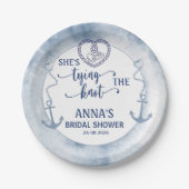 Nautical Shes Tying the Knot Bridal Shower Elegant Pappteller (Vorderseite)