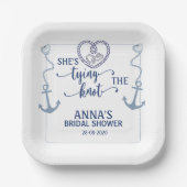 Nautical Shes Tying the Knot Bridal Shower Elegant Pappteller (Vorderseite)