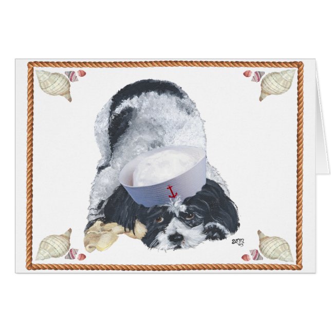 Nautical Shih Tzu mit Seashells (Vorderseite (Horizontal))