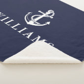 Nautical Ship Anchor Individuelle Name Navy Blue Sherpadecke (3/4)