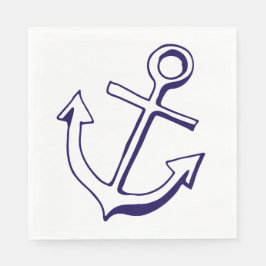 Nautical Ship Anchor Navy Blue Wedding Party Serviette