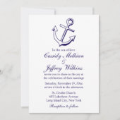 Nautical Ship Anchor Navy Blue Wedding Sailor Einladung (Vorderseite)