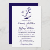 Nautical Ship Anchor Navy Blue Wedding Sailor Einladung (Vorne/Hinten)