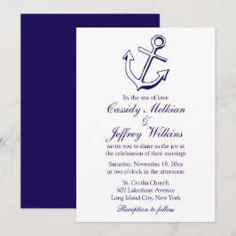 Nautical Ship Anchor Navy Blue Wedding Sailor Einladung
