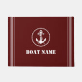 Nautical Ship Anchor Rope Boat Name Deep Red Fußmatte (Vorderseite)