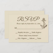 Nautical Ship Anchor Tan UAWG Brown Wedding Party RSVP Karte (Vorne/Hinten)