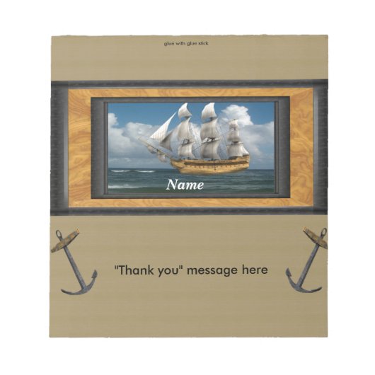 Nautical Ship Candy Bar Wrapper Gastgeschenk Notizblock (Vorderseite)