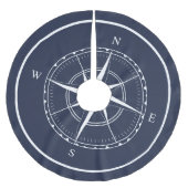Nautical Ship Compass Hamptons Navy Blue und White Polyester Weihnachtsbaumdecke (Vorderseite)