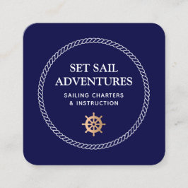 Nautical Ship Helm Rope Quadratische Visitenkarte