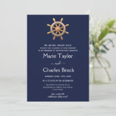 Nautical Ship Helm Wedding Einladung (Stehend Vorderseite)