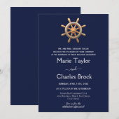 Nautical Ship Helm Wedding Einladung (Vorne/Hinten)