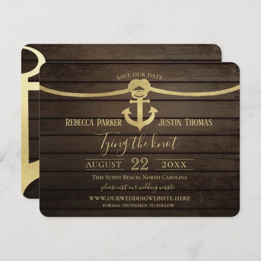 Nautical Ship Lap and Anchor Krawatte the Knot Wed Einladung (Vorne/Hinten)