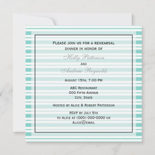 Nautical Ship Lt Blu Wht Stripe #2 S Probe Din Einladung (Rückseite)