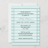 Nautical Ship Lt Blue White Stripe #2 V Sweet 16 Einladung (Rückseite)