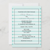 Nautical Ship lt Blue White Stripe #2 V Wedding Einladung (Rückseite)