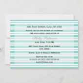 Nautical Ship lt Blue White Stripe H Abschluss Einladung (Rückseite)