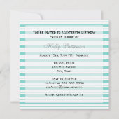 Nautical Ship Lt Blue White Stripe SQ Sweet 16 Einladung (Rückseite)