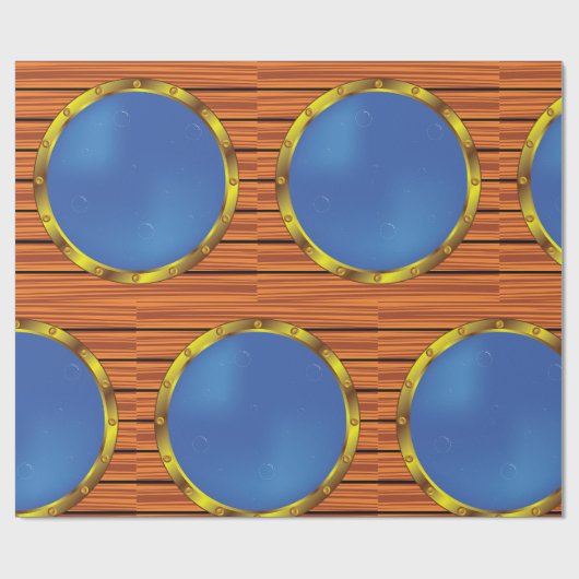 Nautical Ship Porthole Window with Blue Water Geschenkpapier (Flach)